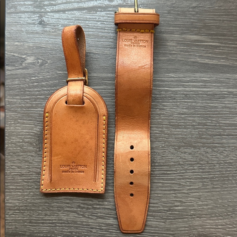 Authentic Louis Vuitton Vachetta Leather ID Tag and Poignet Set - Picture 6 of 6